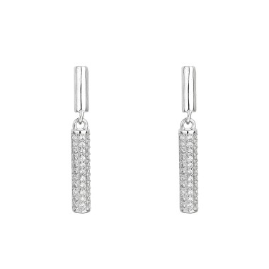 Silver Cubic Zirconia Cylinder Stud Earring 40200062