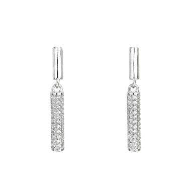 Silver Cubic Zirconia Cylinder Stud Earring 40200062