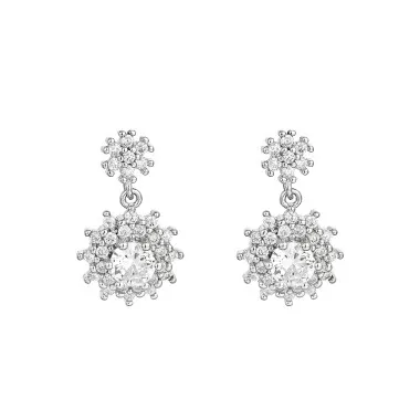 Silver Cubic Zirconia Flower Stud Earring 40200064