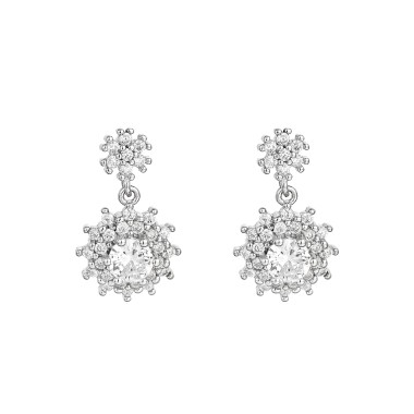 Silver Cubic Zirconia Flower Stud Earring 40200064