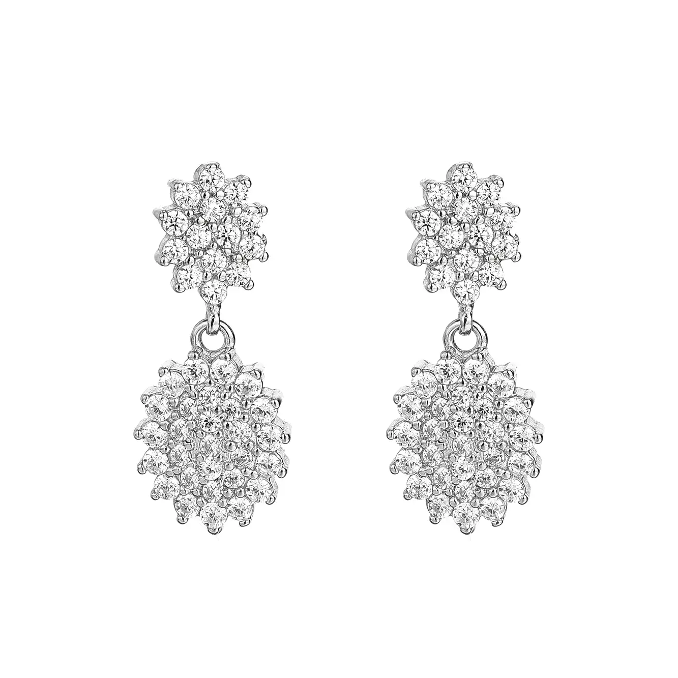 Silver Cubic Zirconia Flower Stud Earring 40200065
