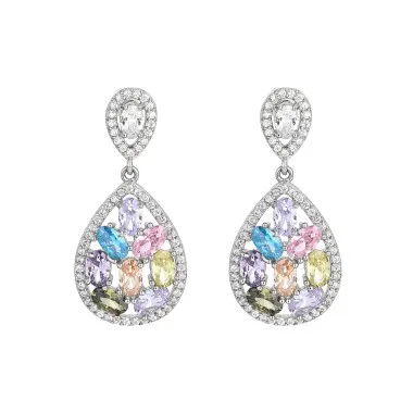 Silver Cubic Zirconia Waterdrop Stud Earring 40200071