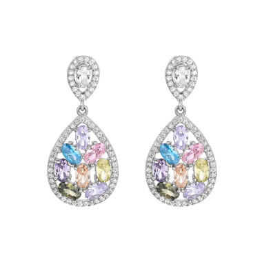 Silver Cubic Zirconia Waterdrop Stud Earring 40200071