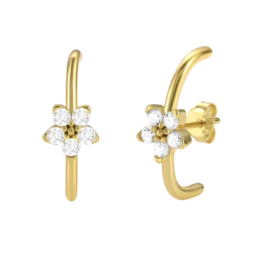 Silver Cubic Zirconia Flower Stud Earring 40200074