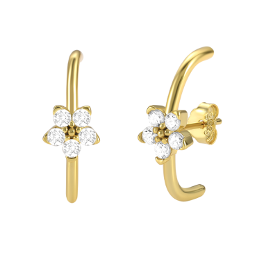 Silver Cubic Zirconia Flower Stud Earring 40200074