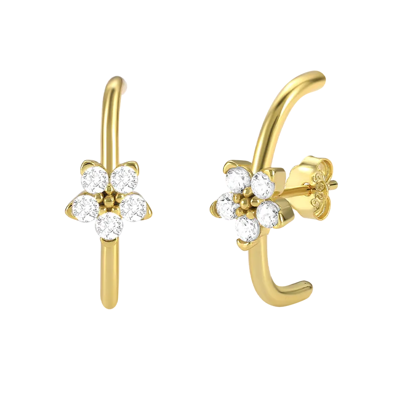 Silver Cubic Zirconia Flower Stud Earring 40200074