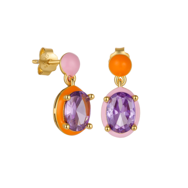 Silver Enamel Cubic Zirconia Stud Earring 40200076