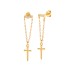 Cross Tassel Chain Zirconia Silver Sterling Stud Earring 40200080