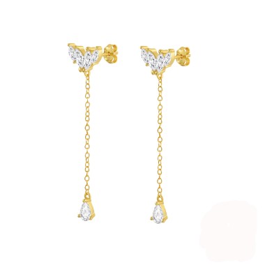 Zirconia Tassel Sterling Silver Stud Earring 40200082