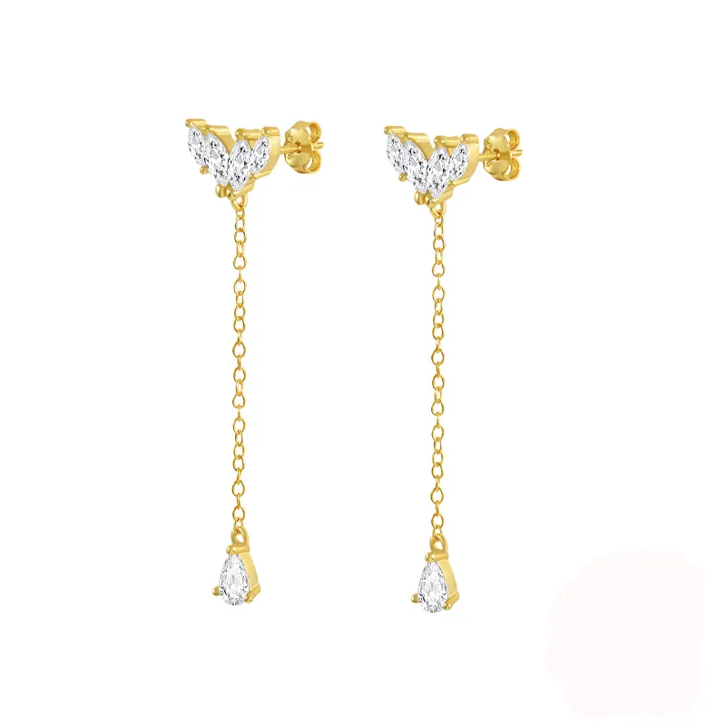 Zirconia Tassel Sterling Silver Stud Earring 40200082