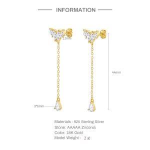Zirconia Tassel Sterling Silver Stud Earring 40200082
