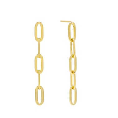 Plain Tassel Chain Sterling Silver Stud Earring 40200085