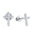 925 Sterling Silver Zirconia Cross Stud Earring 40200088
