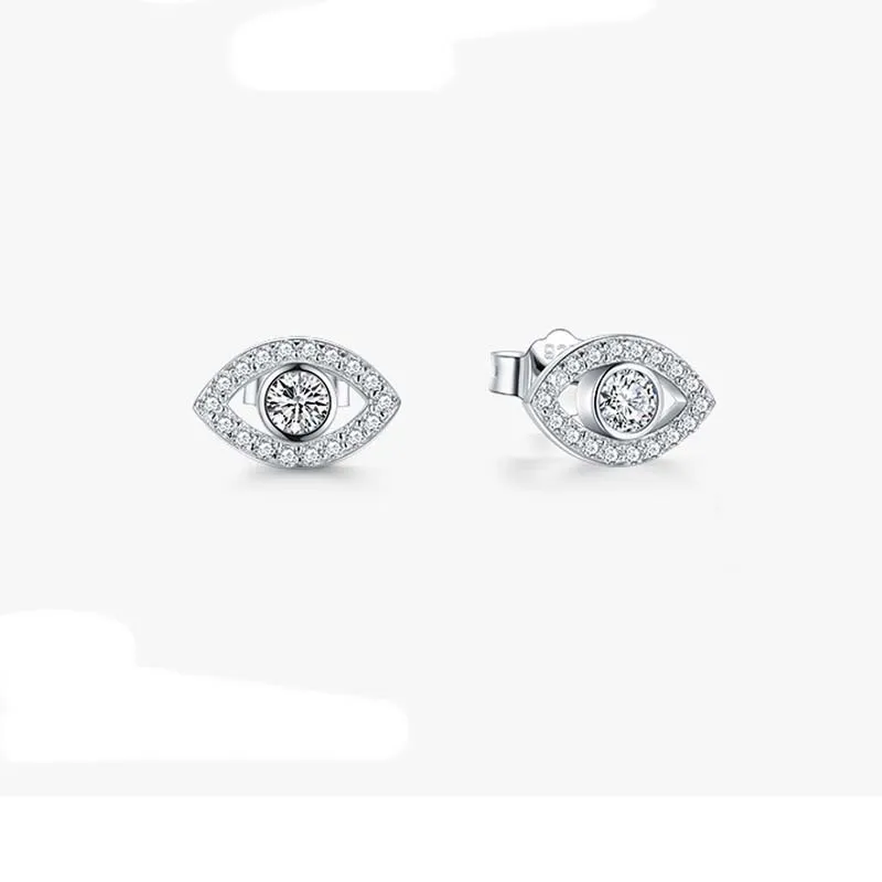 925 Sterling Silver Zirconia Evil Eye Stud Earring 40200100