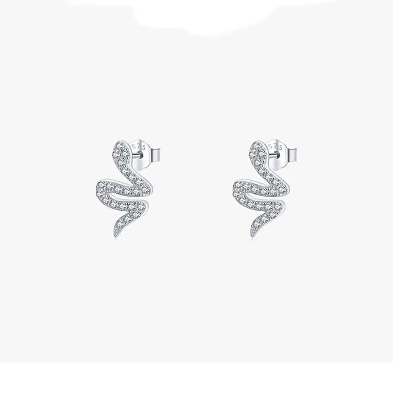 925 Sterling Silver Zirconia Snake Stud Earring 40200101