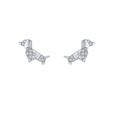 Kids 925 Silver Zirconia Dog Stud Earring 40200102