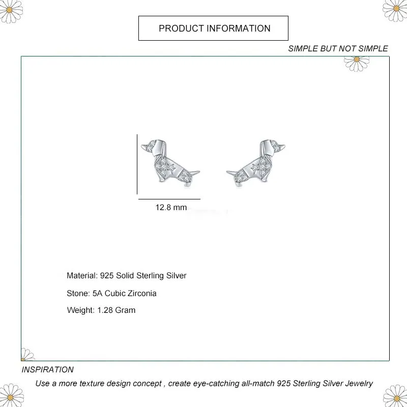 Kids 925 Silver Zirconia Dog Stud Earring 40200102 - image1