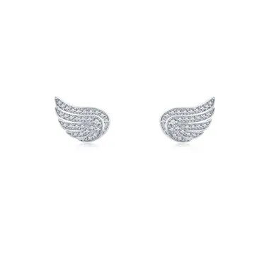 925 Sterling Silver Zirconia Angel Wing Stud Earring 40200103