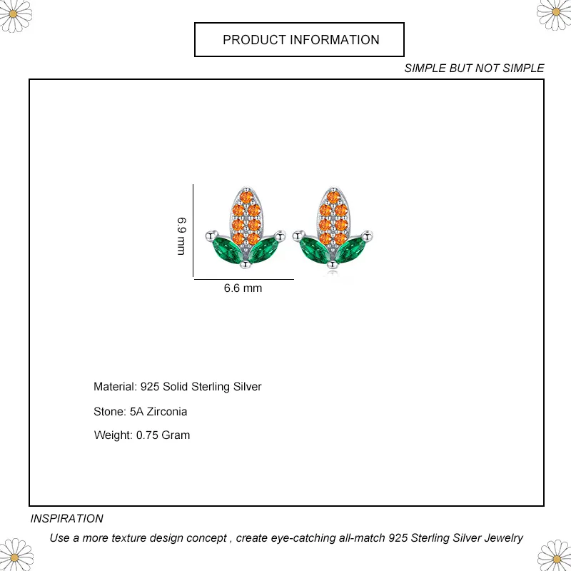 Kids 925 Silver Zirconia Corn Stud Earring 40200110 - image1