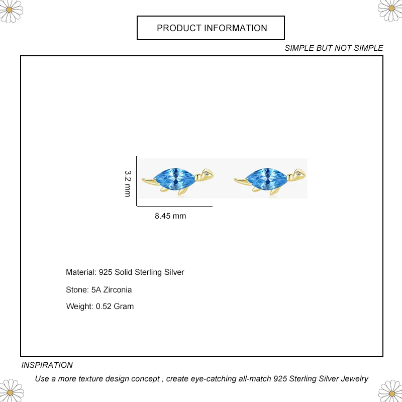 Kids 925 Silver Blue Zirconia Dinosaur Stud Earring 40200111 - image1