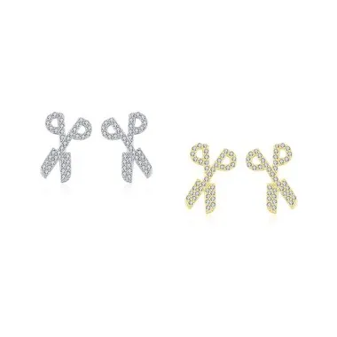 Kids 925 Silver Zirconia Scissor Stud Earring 40200112