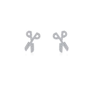 Kids 925 Silver Zirconia Scissor Stud Earring 40200112