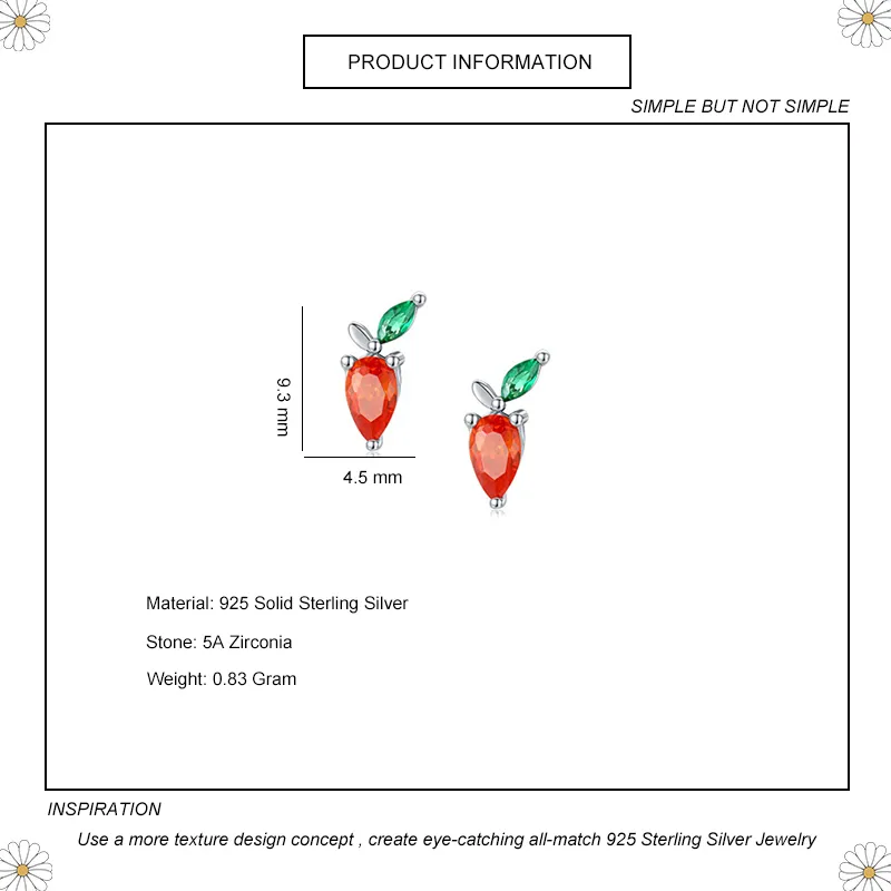 Kids 925 Silver Zirconia Carrot Stud Earring 40200113 - image1