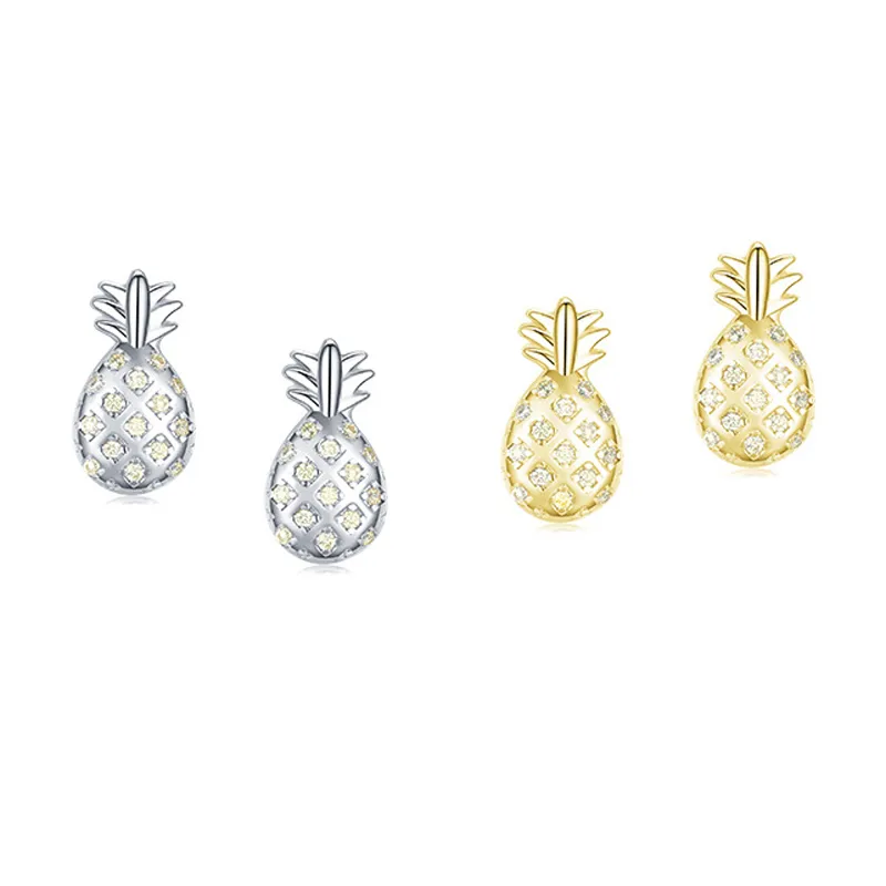 Kids 925 Silver Zirconia Pineapple Stud Earring 40200117