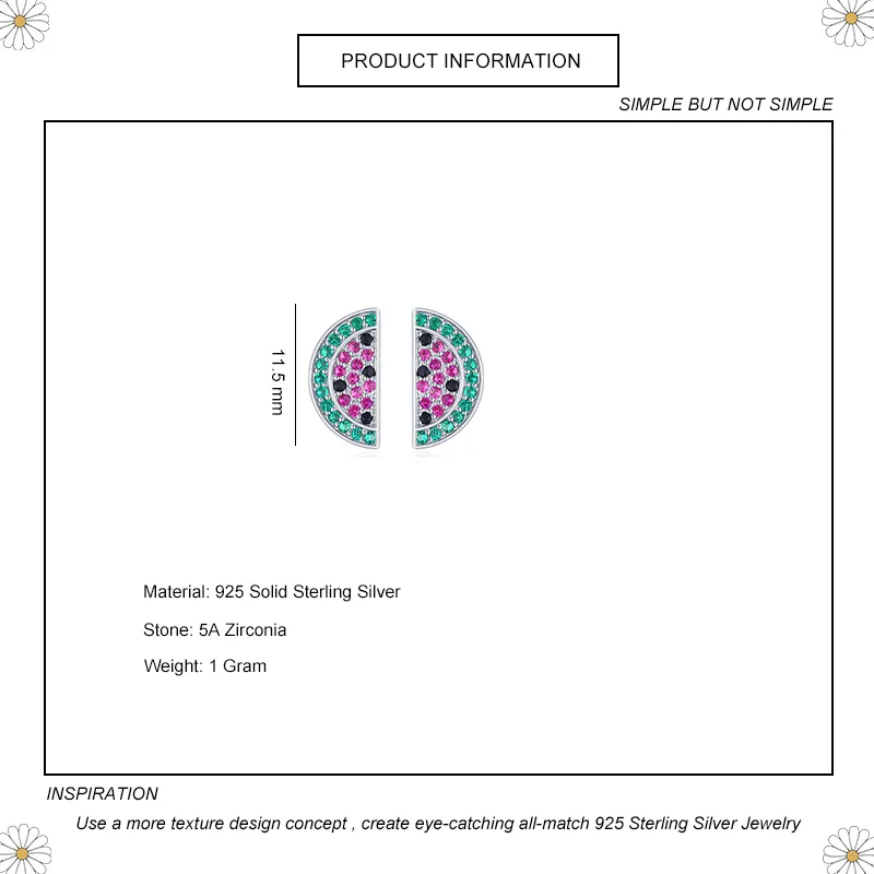 Kids 925 Silver Zirconia Watermelon Stud Earring 40200119 - image1