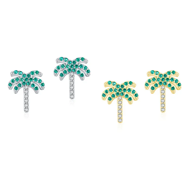 Kids 925 Silver Zirconia Coconut Tree Stud Earring 40200120