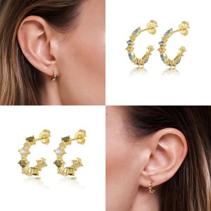 925 Sterling Silver Sparkle Zirconia Stud Earrings 40200125