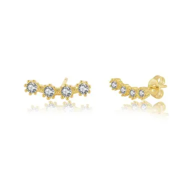 Cubic Zirconia Line Silver Stud Earrings 40200129