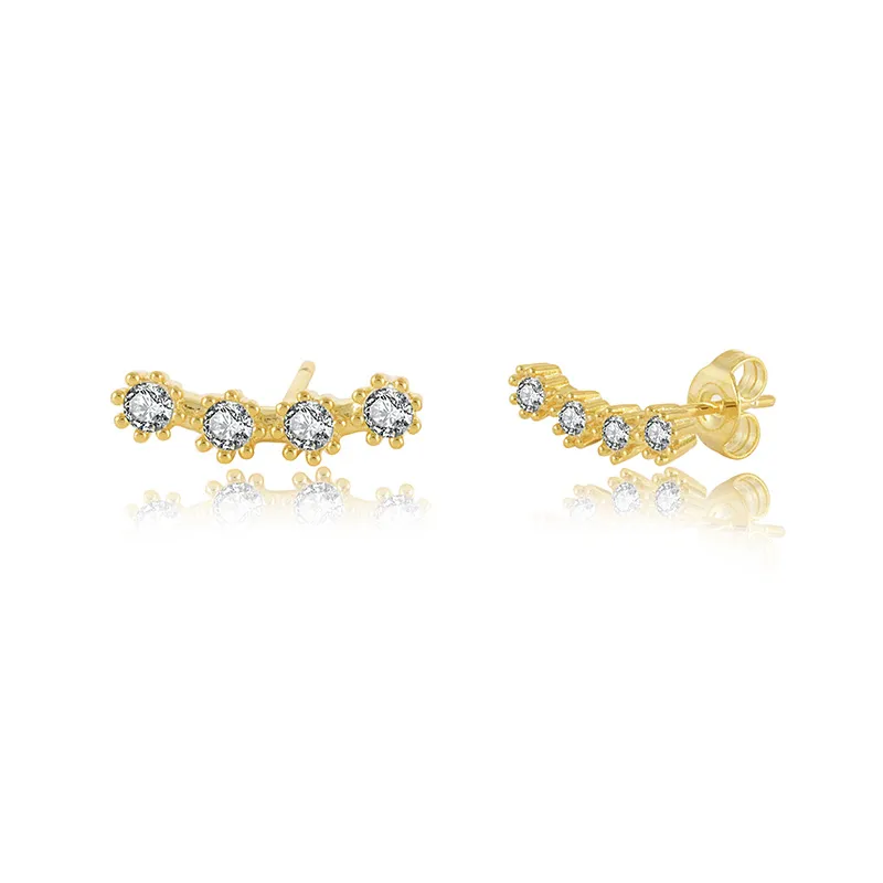 Cubic Zirconia Line Silver Stud Earrings 40200129