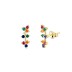 Colorful Cubic Zirconia Silver Line Stud Earrings 40200133