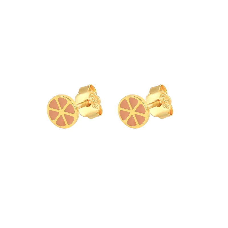 Kids 925 Silver Orange Fruit Stud Earrings 40200136