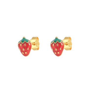 Kids 925 Silver Strawberry Fruit Stud Earrings 40200139