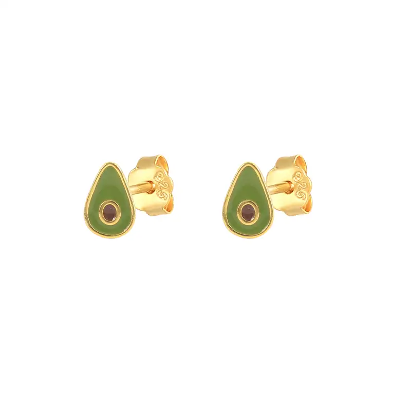 Kids 925 Silver Avocado Fruit Stud Earrings 40200142