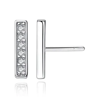 925 Sterling Silver Zirconia Line Stud Earrings 40200148