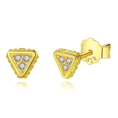 925 Sterling Silver Zirconia Triangle Stud Earrings 40200149