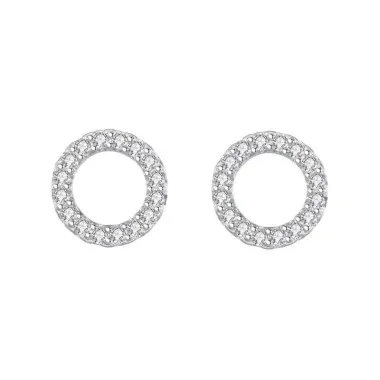 925 Sterling Silver Zirconia Round Stud Earrings 40200153