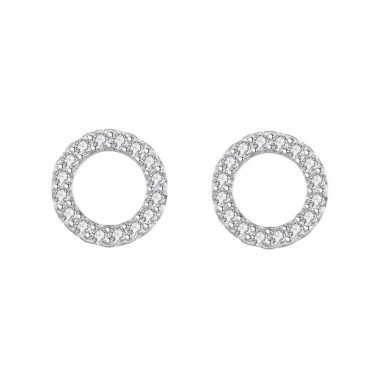 925 Sterling Silver Zirconia Round Stud Earrings 40200153