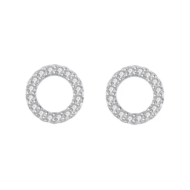 925 Sterling Silver Zirconia Round Stud Earrings 40200153