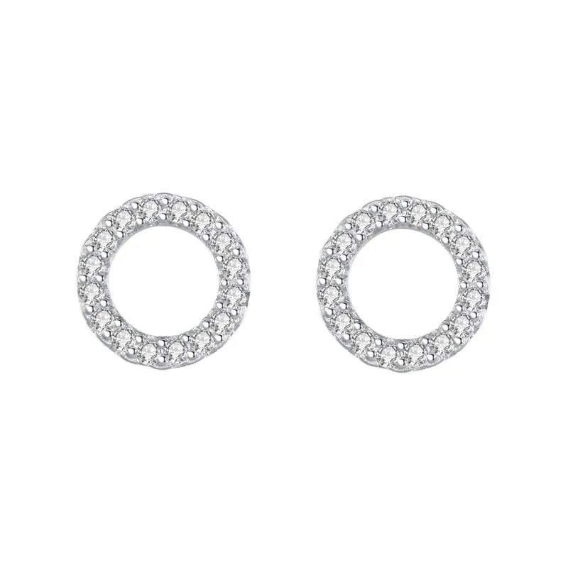 925 Sterling Silver Zirconia Round Stud Earrings 40200153