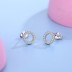 925 Sterling Silver Zirconia Round Stud Earrings 40200153