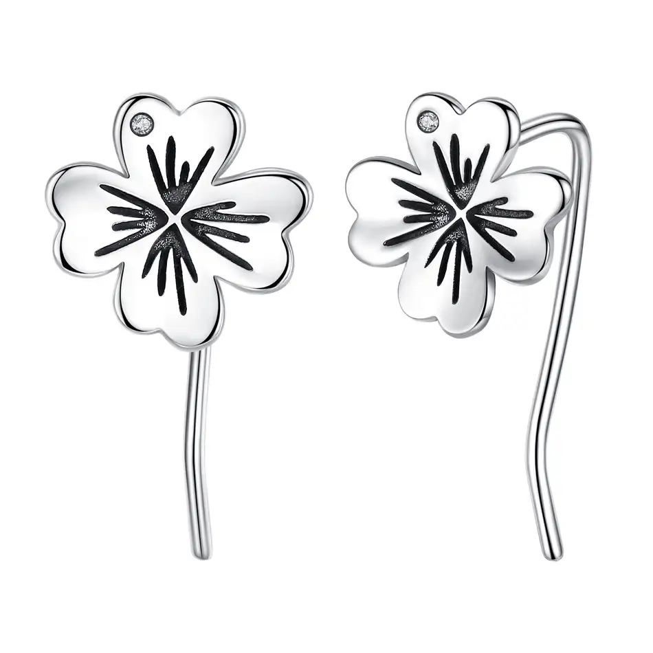 925 Sterling Silver Vintage Flowers Stud Earrings 40200155