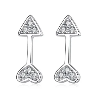 925 Sterling Silver Zirconia Arrows Stud Earrings 40200156