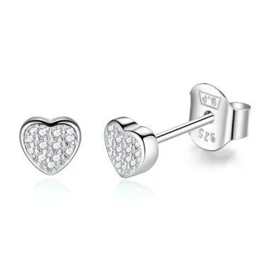 925 Sterling Silver CZ Heart Stud Earrings 40200160