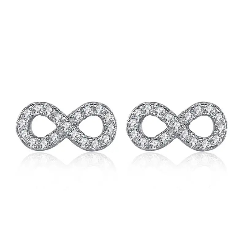 925 Sterling Silver CZ Infinity Stud Earrings 40200161