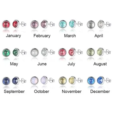 Silver Zirconia Month Birthstone Stud Earrings 40200162