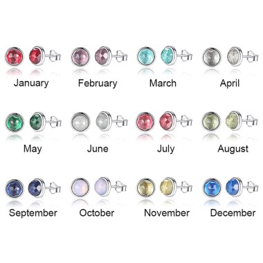 Silver Zirconia Month Birthstone Stud Earrings 40200162